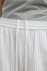 Tibi Crinkle Stripe Summer Suiting Wide Leg Pull On Pant - Ivory Multi
