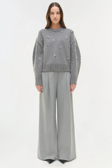 Simkhai Coraline Embellished Knit Crewneck - Heather Grey