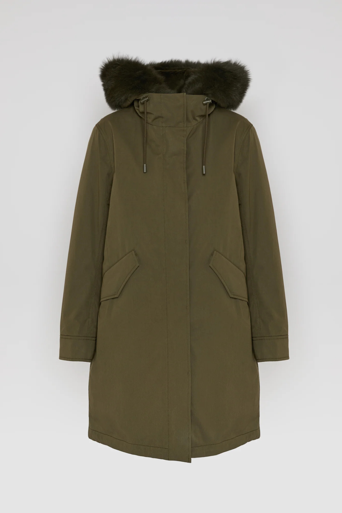 Yves Salomon Long Iconic Parka - Dark Khaki