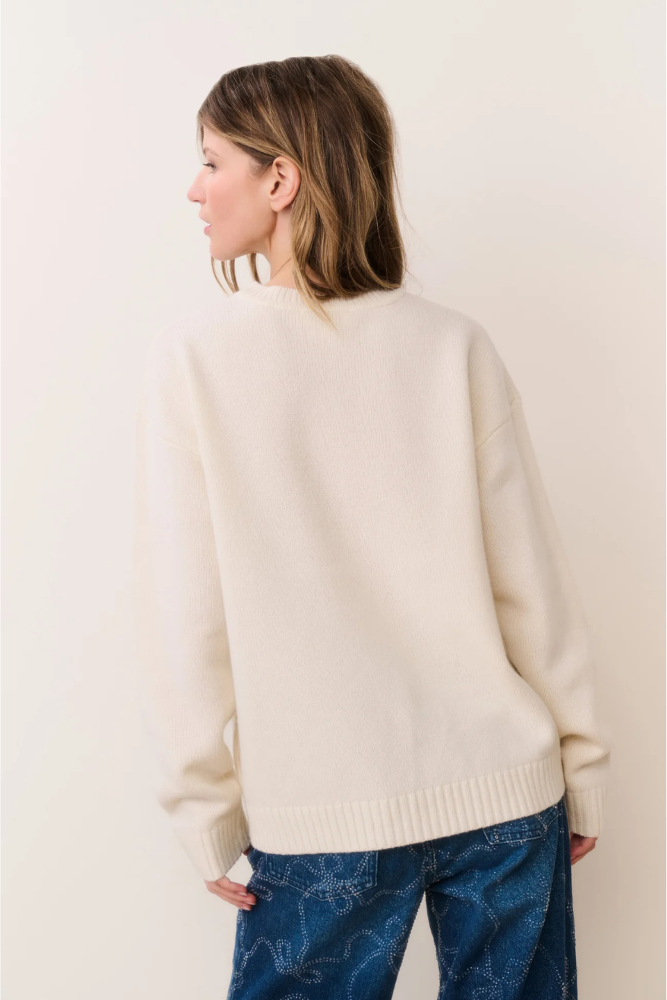 LoveShackFancy Francie Wool Jacquard Pullover - Apres Ivory
