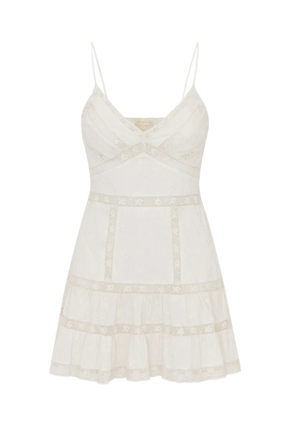 LoveShackFancy Solbina Cotton Rose & Bow Mini Dress - White