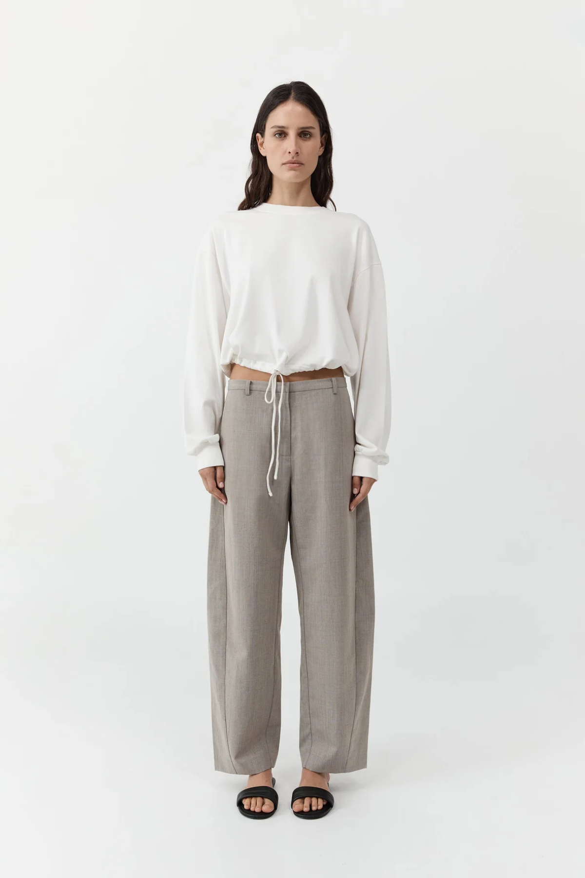 St. Agni Fine Band Balloon Pants - Pebble Melange