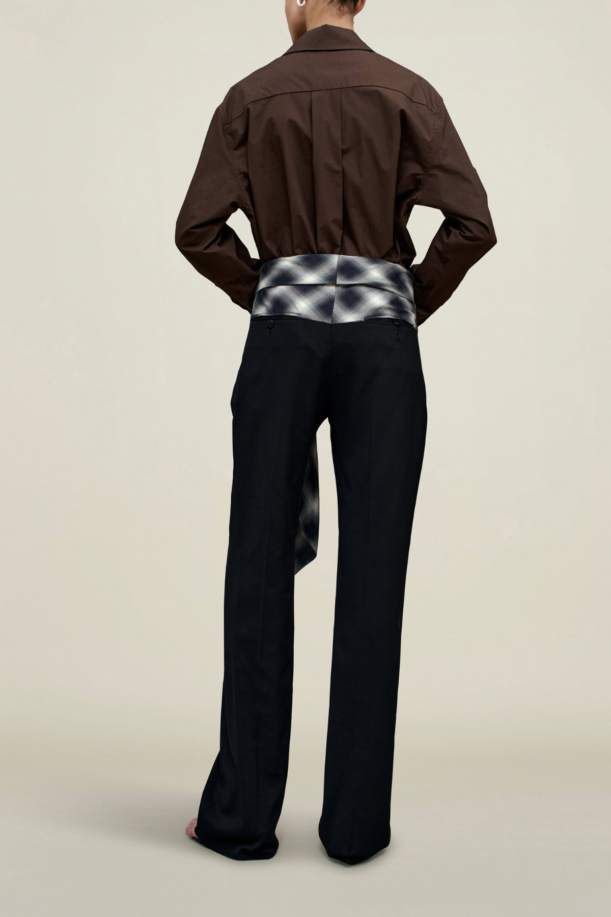 Kallmeyer Ulla Tie Trouser With Plaid - Black/ Ivory Blue Plaid