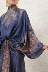 Zimmermann Valiant Batwing Gown - Navy Paisley