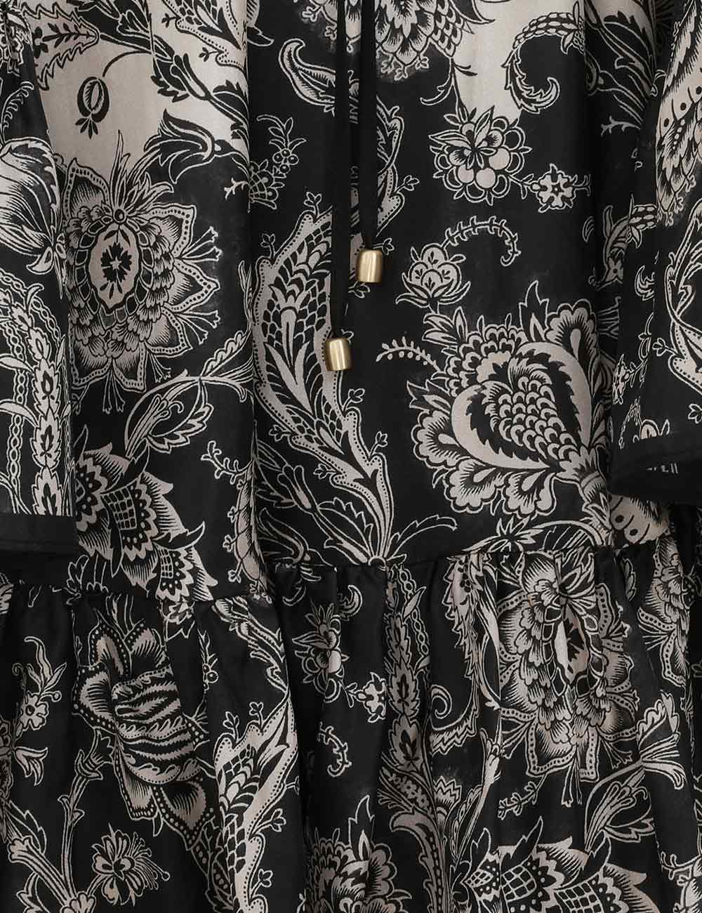 Zimmermann Rhiannon Lantern Mini Dress - Cream/ Black Floral