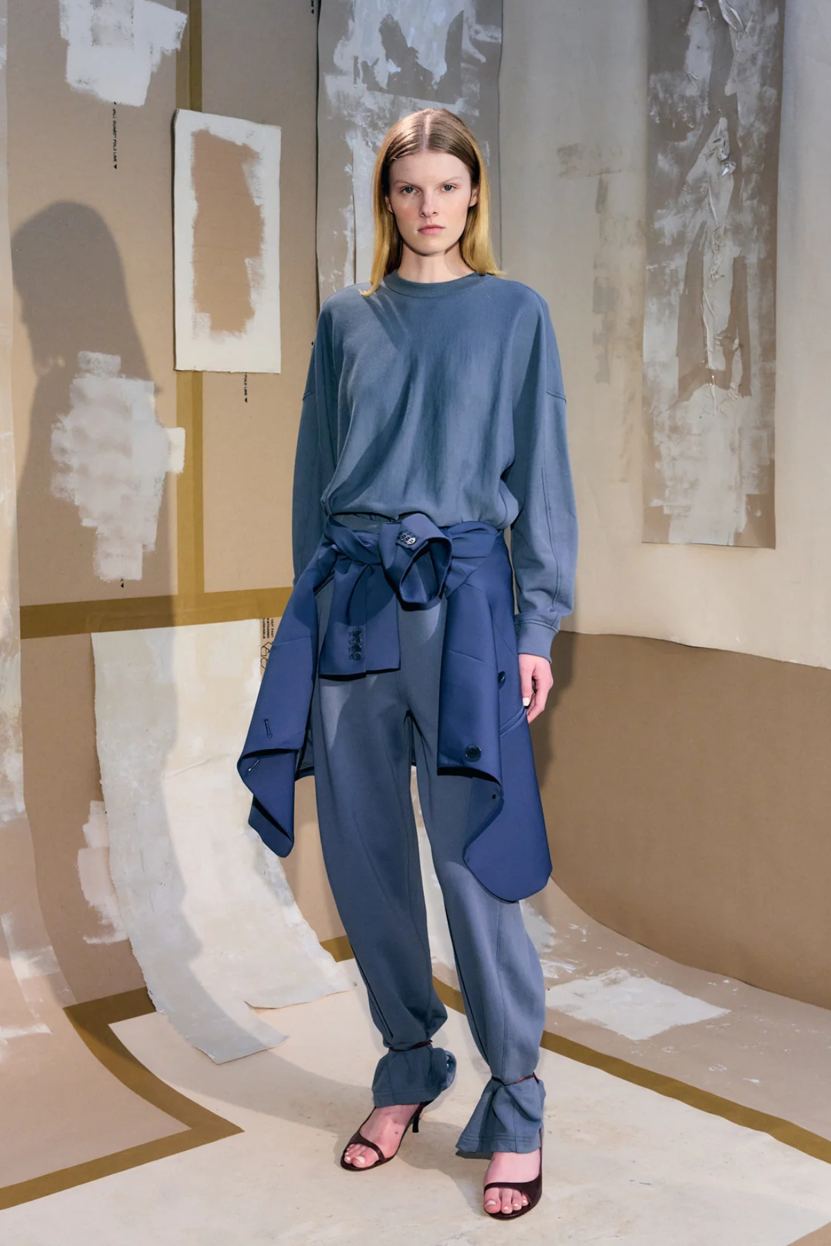 Tibi Light Weight Sweatshirting Crewneck Sweatshirt - Blue Grey
