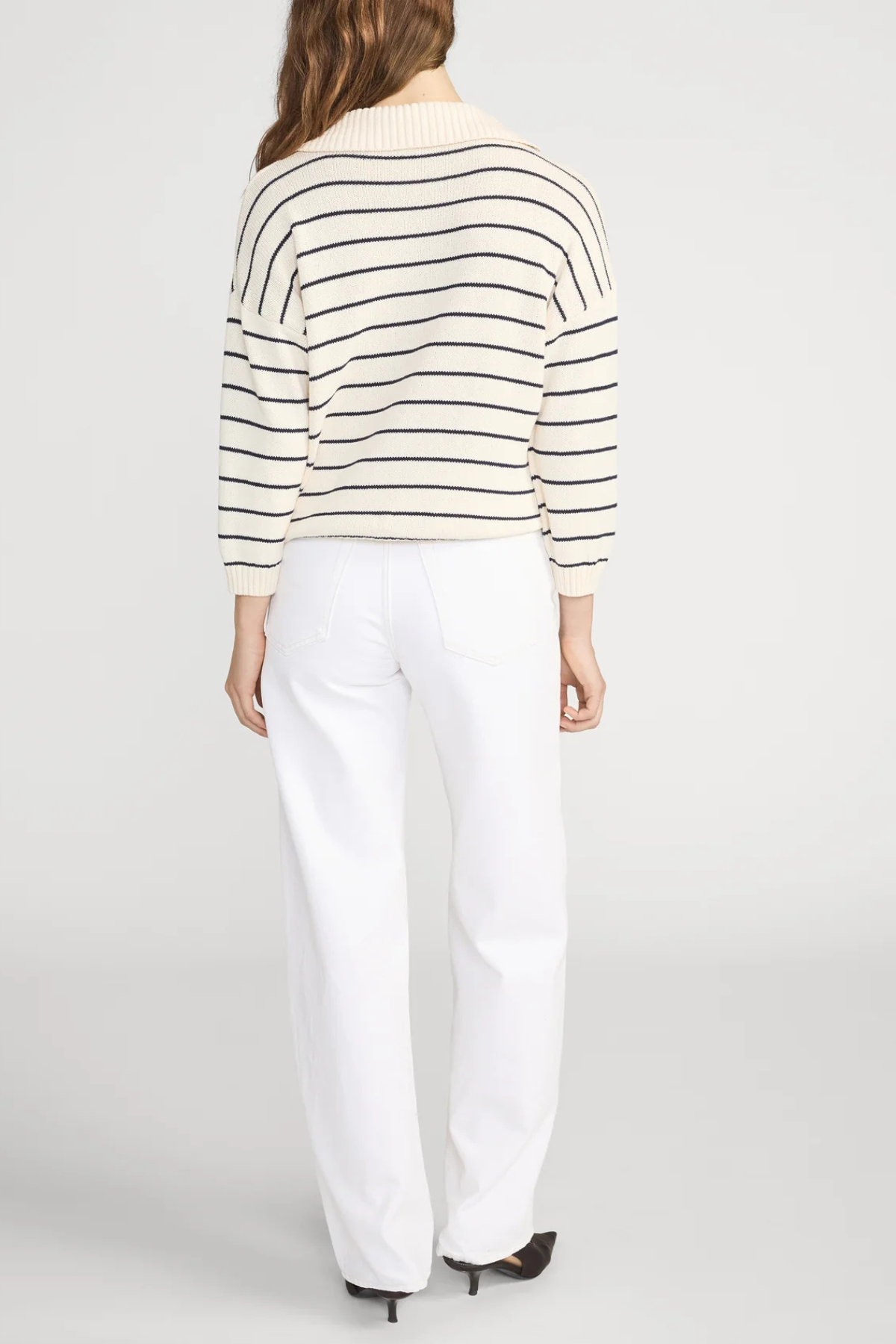 Frame The Striped Easy Pullover - Cream Multi