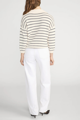 Frame The Striped Easy Pullover - Cream Multi