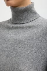 Tibi Washable Cashmere Turtleneck Sweater - Heather Grey