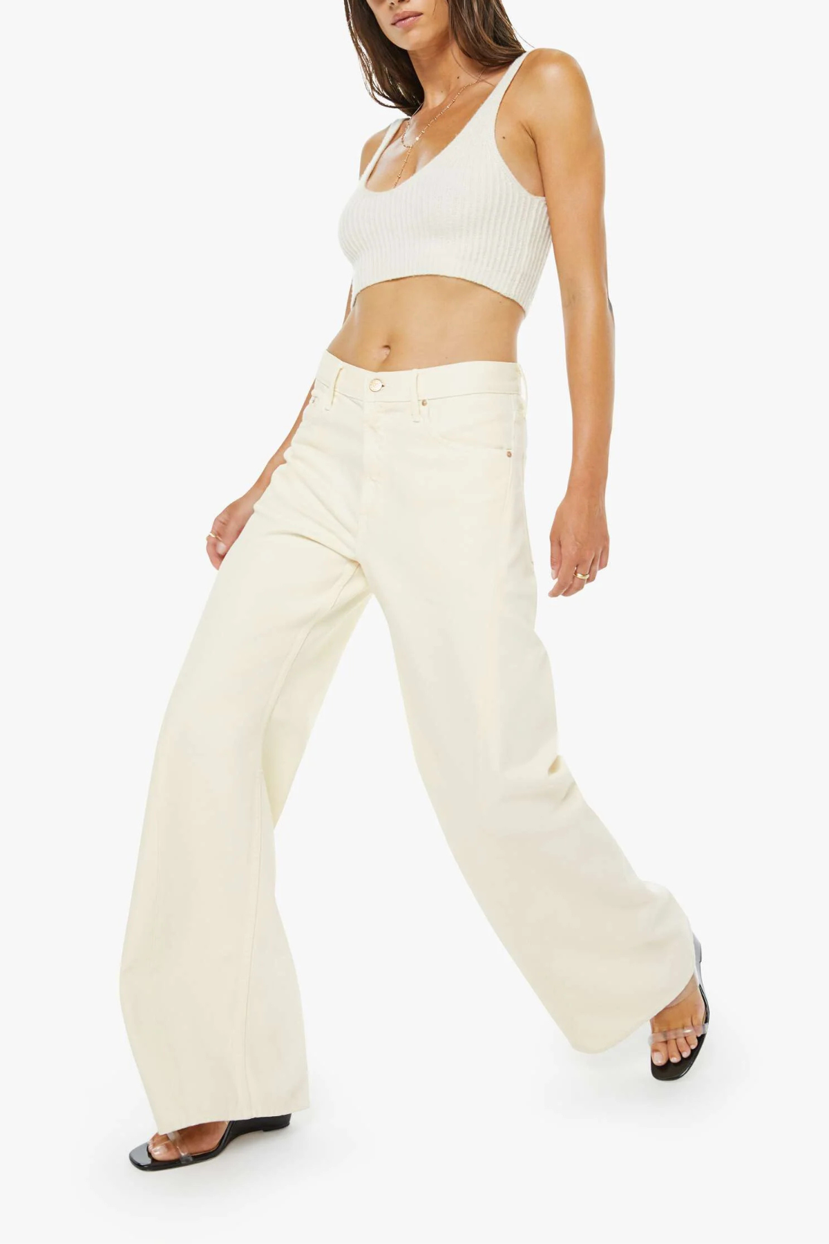 MOTHER The Lemon Twist Sneak Jeans - Natural