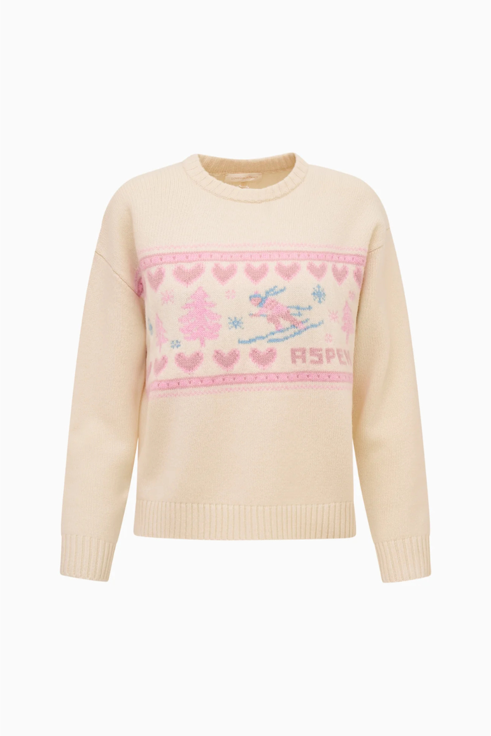 LoveShackFancy Francie Wool Jacquard Pullover - Apres Ivory