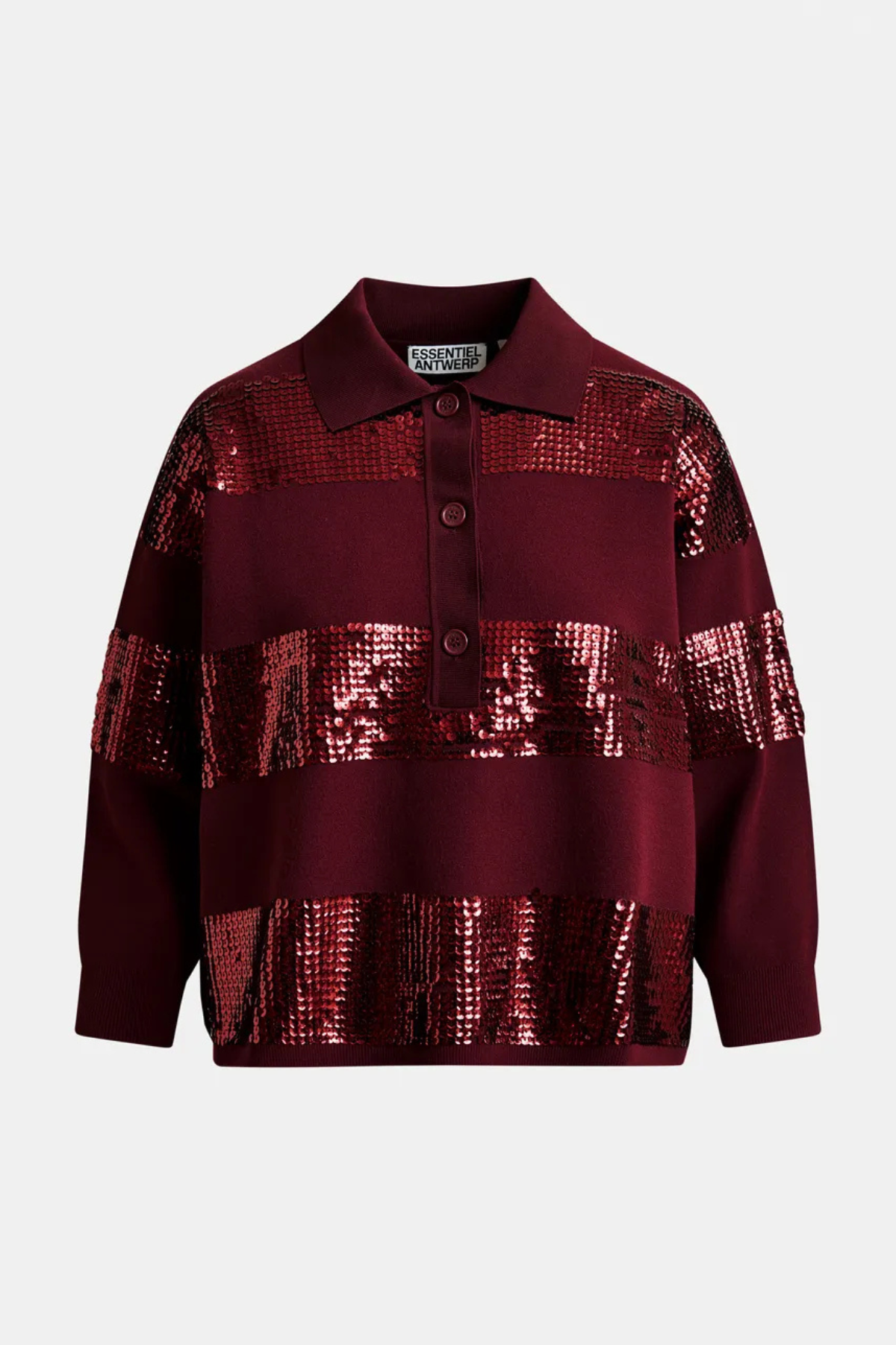 Essentiel Antwerp Illuminati Striped Sequin Polo - Combo3 Margot Mauve
