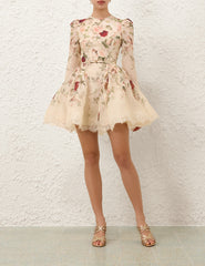 Zimmermann Hypnotic Panelled Mini Dress - Cream Cascade