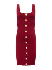 L'AGENCE Soleil Knit Dress - Black Cherry/ Gold