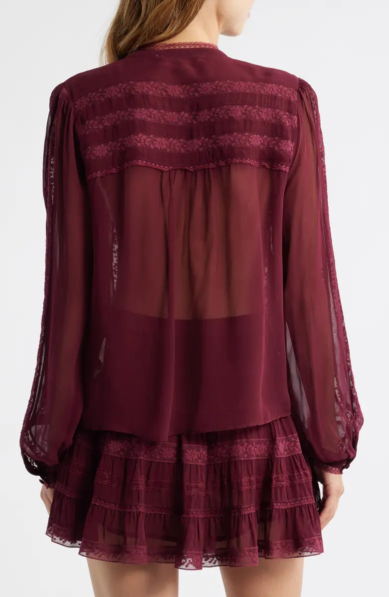 LoveShackFancy Alvynne Top - Oxblood