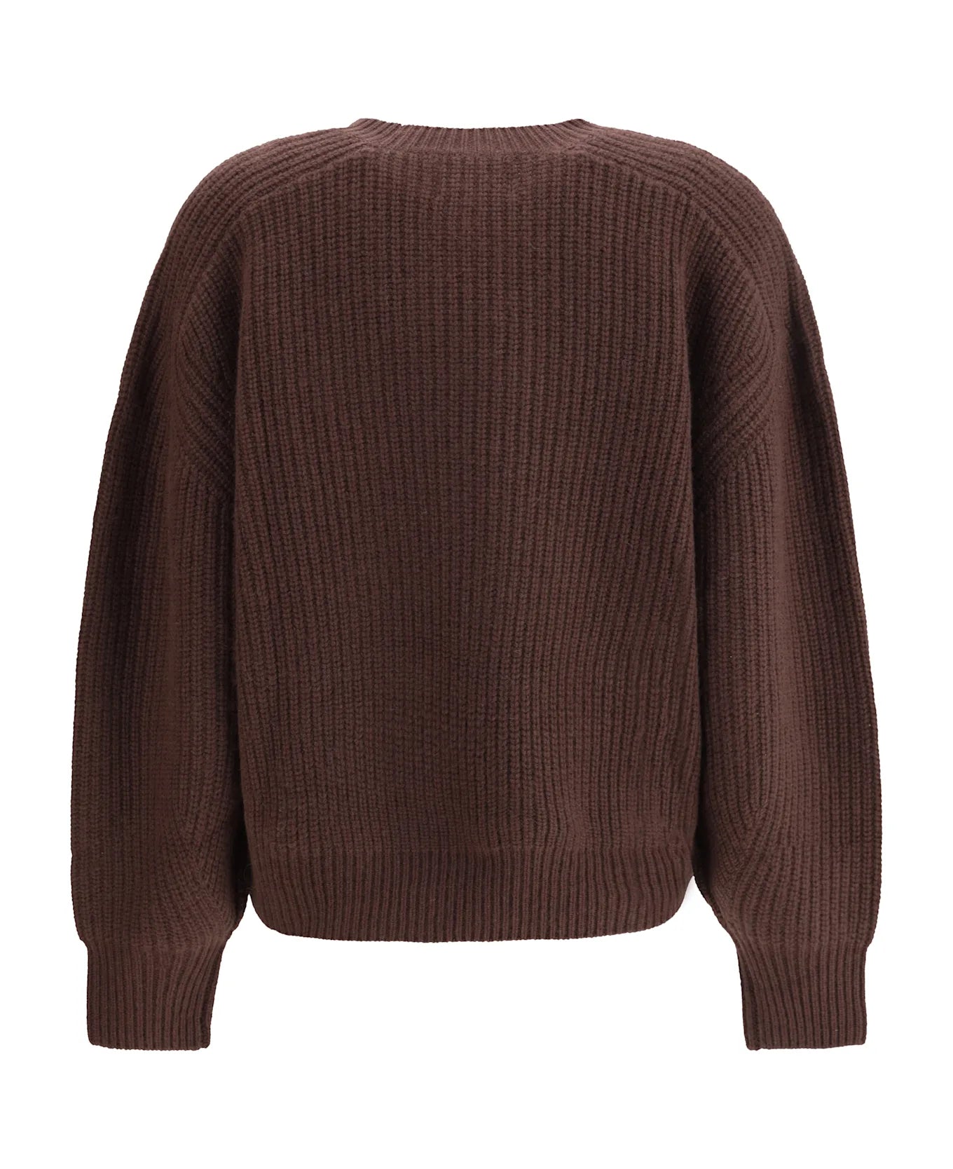 Loulou de Saison Nauru Puffed-Sleeves Ribbed Cashmere Sweater - Brown