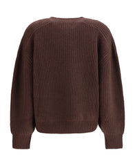 Loulou de Saison Nauru Puffed-Sleeves Ribbed Cashmere Sweater - Brown