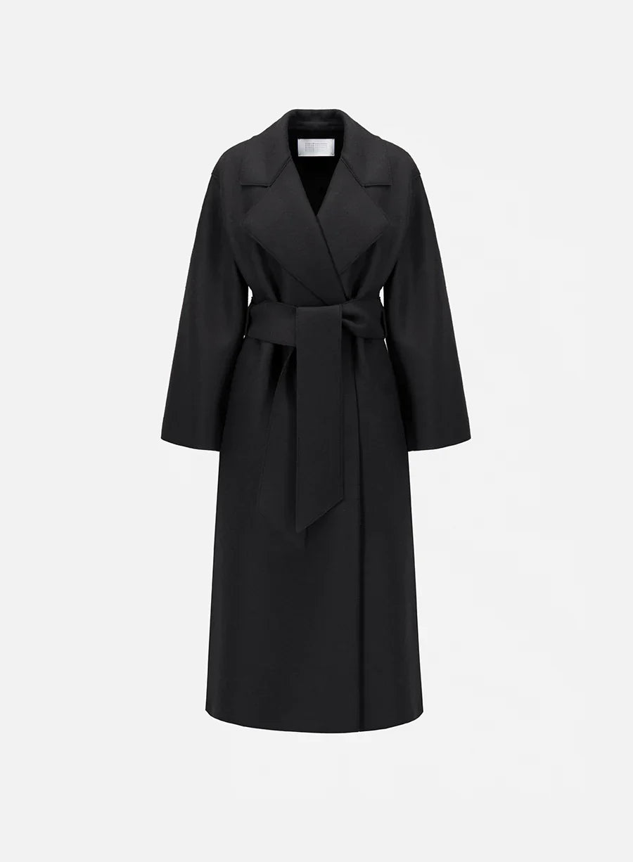 Harris Wharf Belted Clutch Coat Pressed Wool - Black