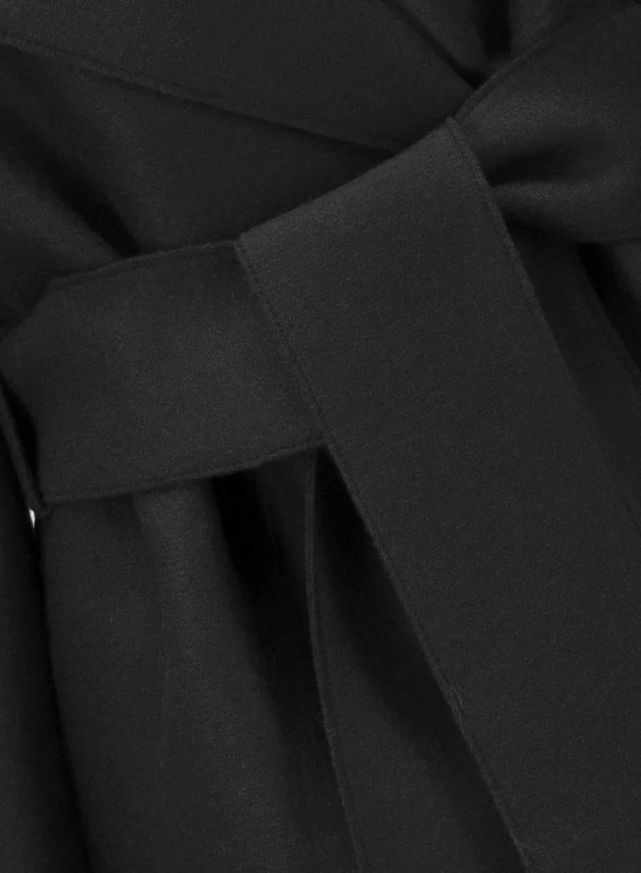 Harris Wharf Belted Clutch Coat Pressed Wool - Black