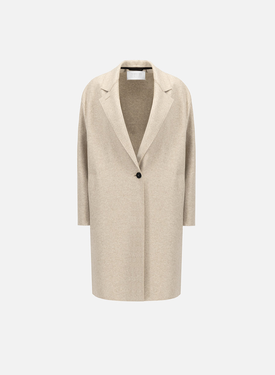 Harris Wharf Oversized Coat Flannel Cashmere Crafted with Loro Piana Fabric - Almond