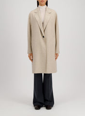 Harris Wharf Oversized Coat Flannel Cashmere Crafted with Loro Piana Fabric - Almond