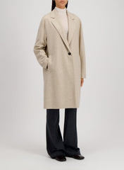 Harris Wharf Oversized Coat Flannel Cashmere Crafted with Loro Piana Fabric - Almond