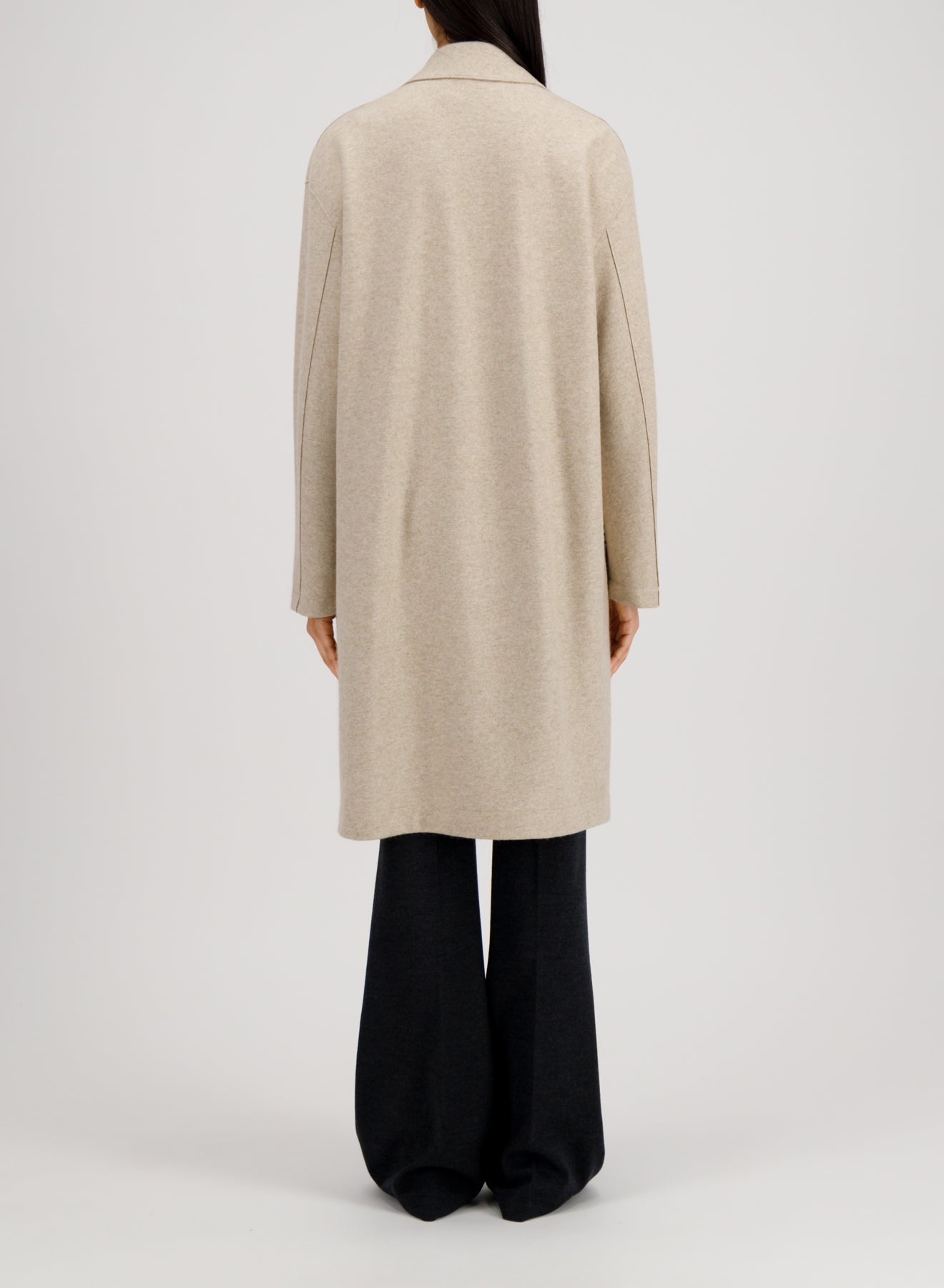 Harris Wharf Oversized Coat Flannel Cashmere Crafted with Loro Piana Fabric - Almond