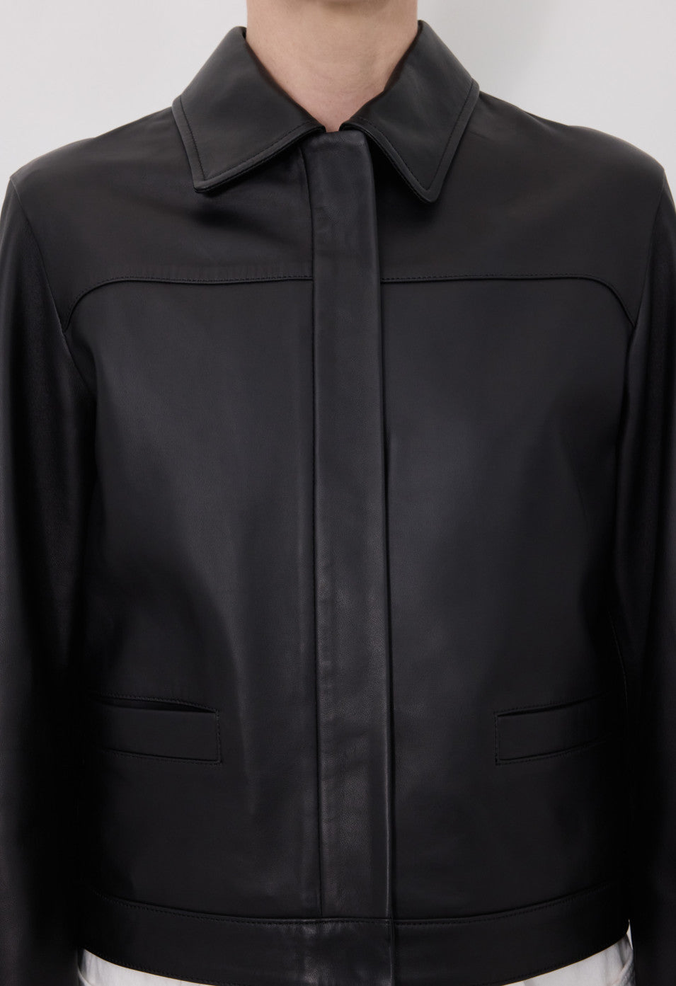 Loulou de Saison Ascot Leather Jacket - Black