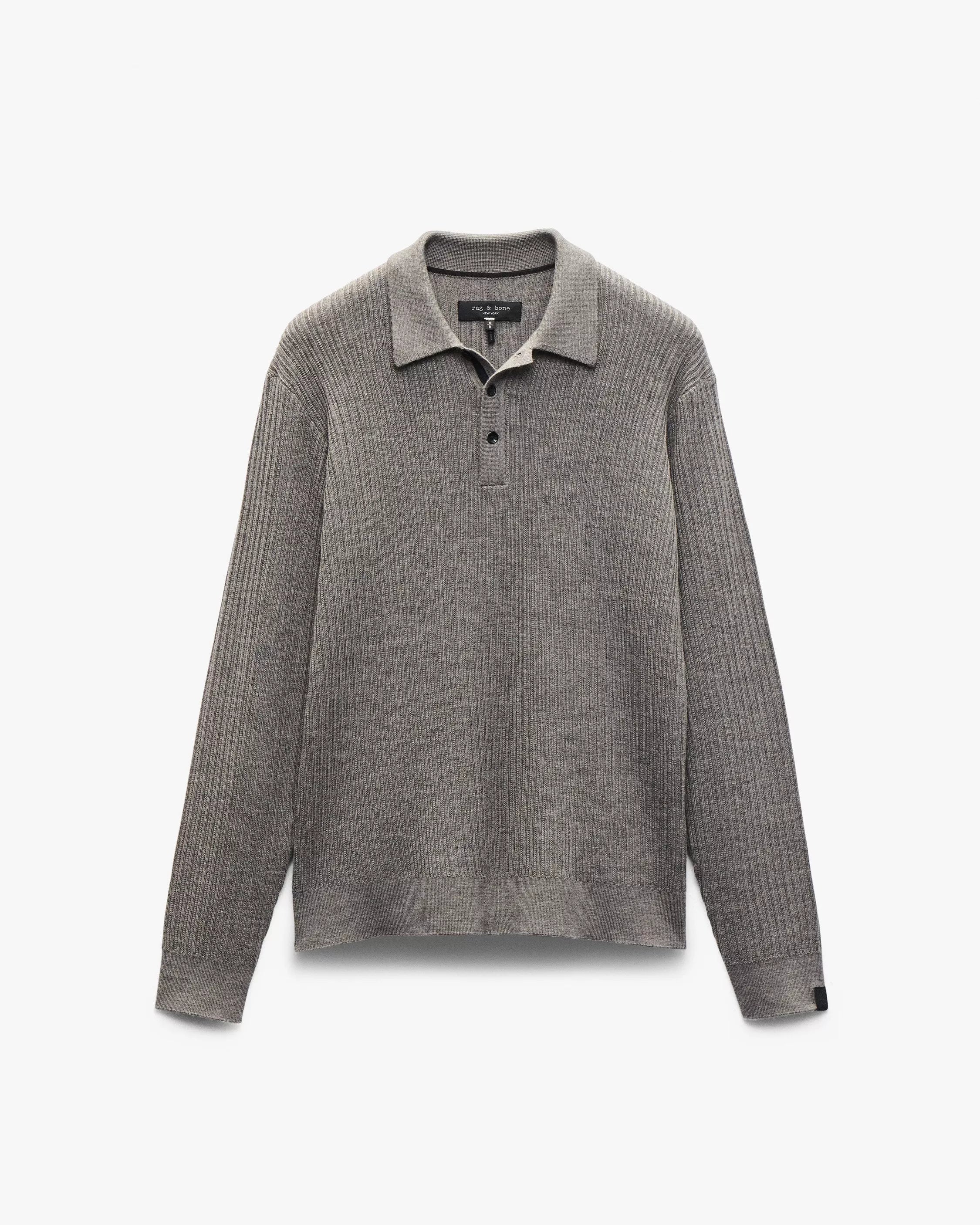 Rag & Bone Men's Crawford Wool-Cashmere Polo Sweater - Brown