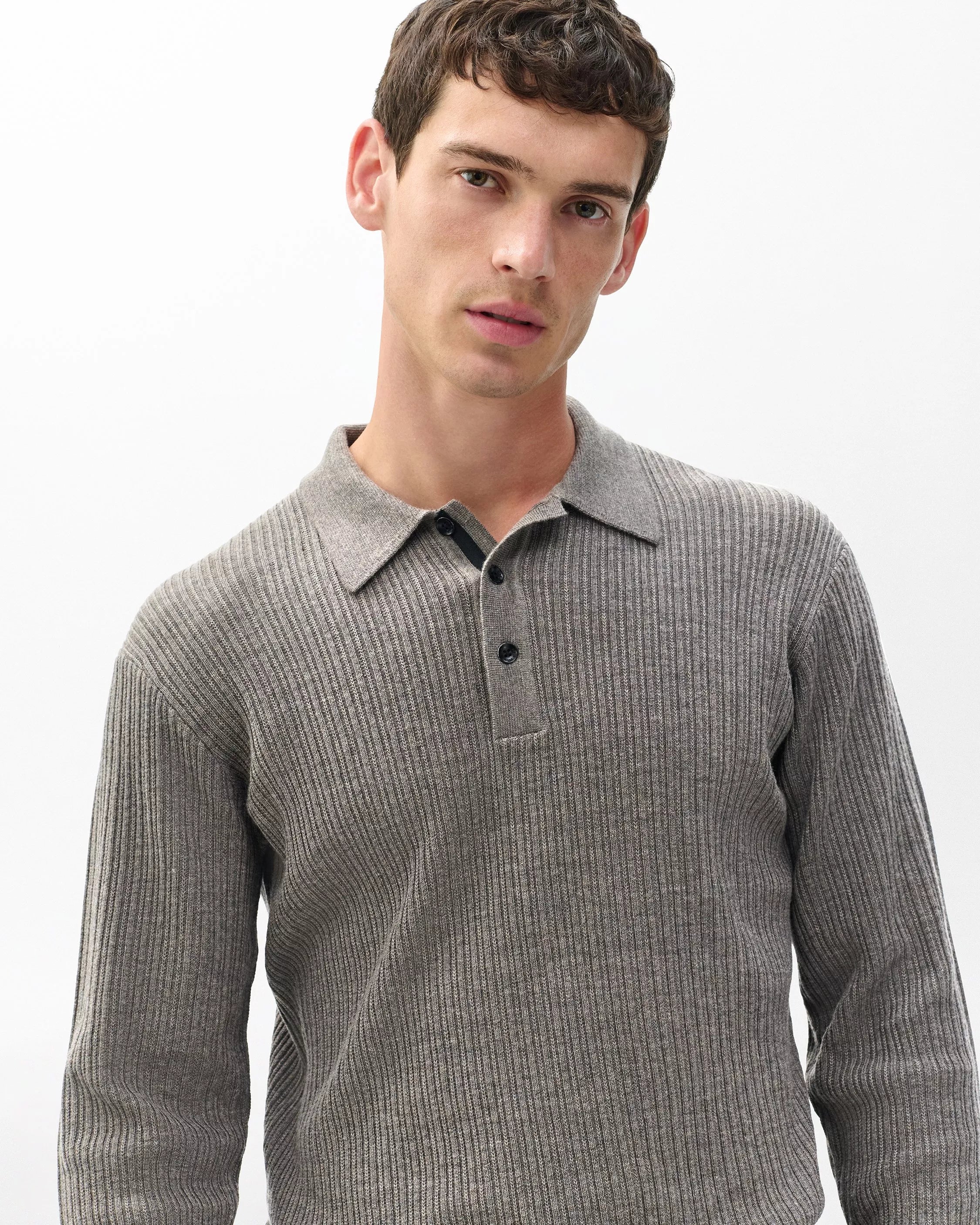 Rag & Bone Men's Crawford Wool-Cashmere Polo Sweater - Brown