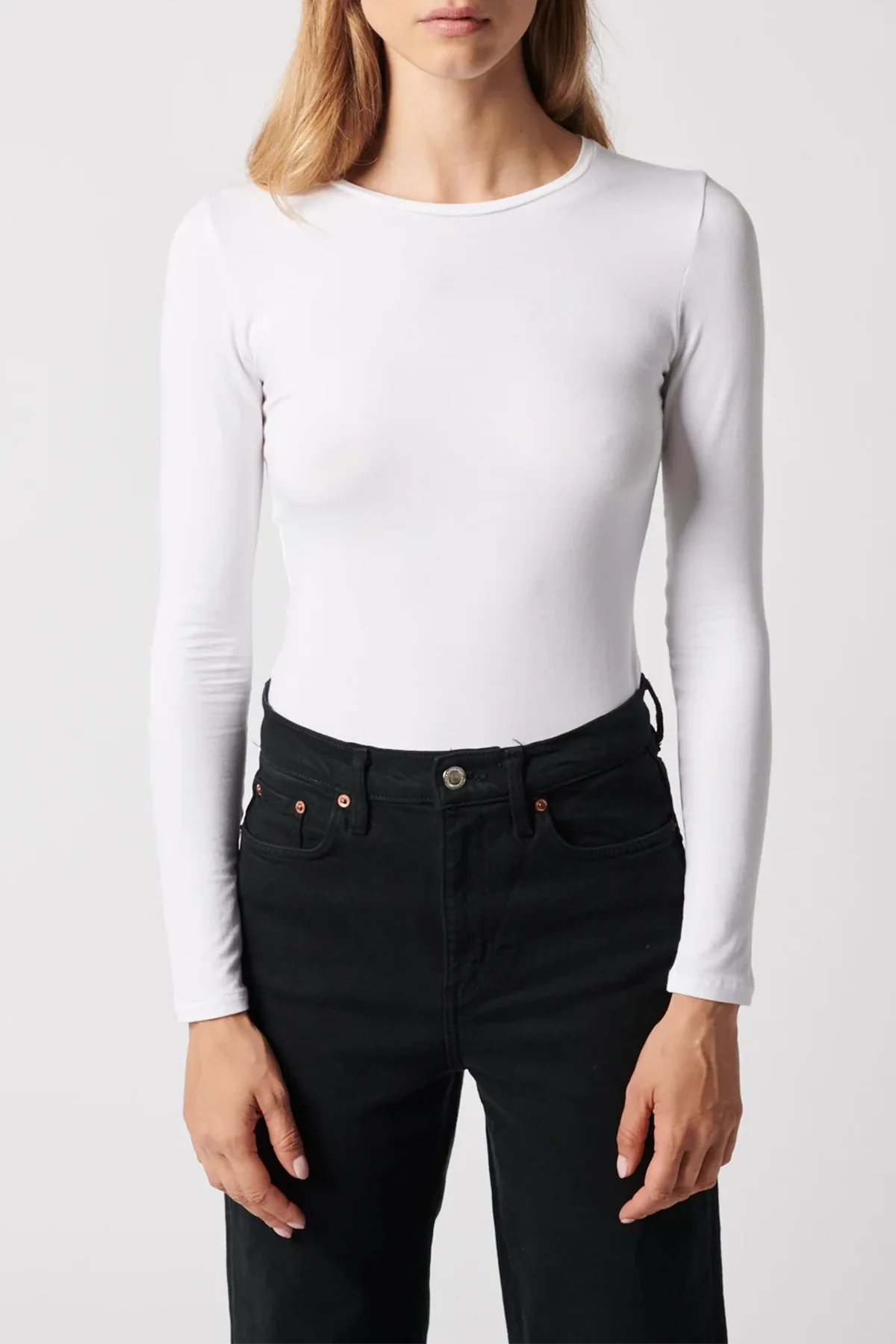 Majestic Filatures Soft Touch L/S Crewneck - Blanc
