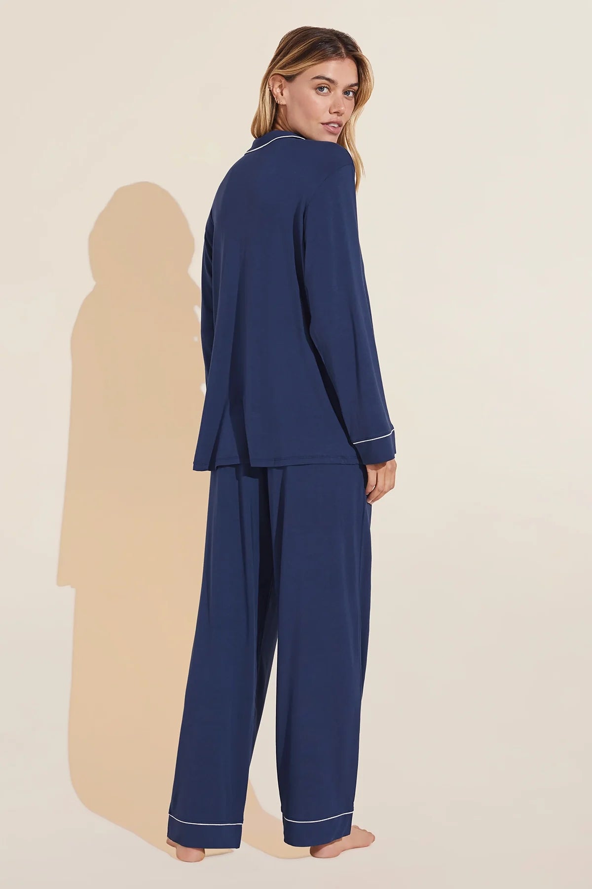 Eberjey Gisele Long PJ Set - Navy/ Ivory
