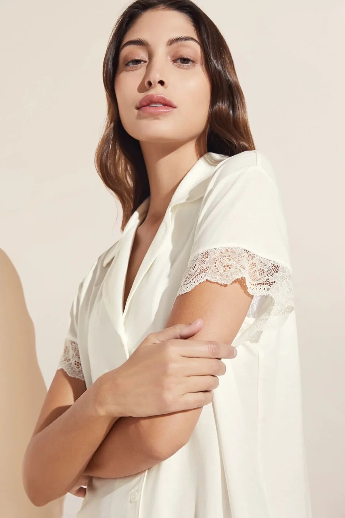 Eberjey Malou Lace Short PJ Set - Ivory