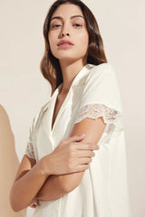 Eberjey Malou Lace Short PJ Set - Ivory
