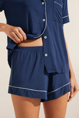 Eberjey Gisele Relaxed Short PJ Set - Navy/ Ivory