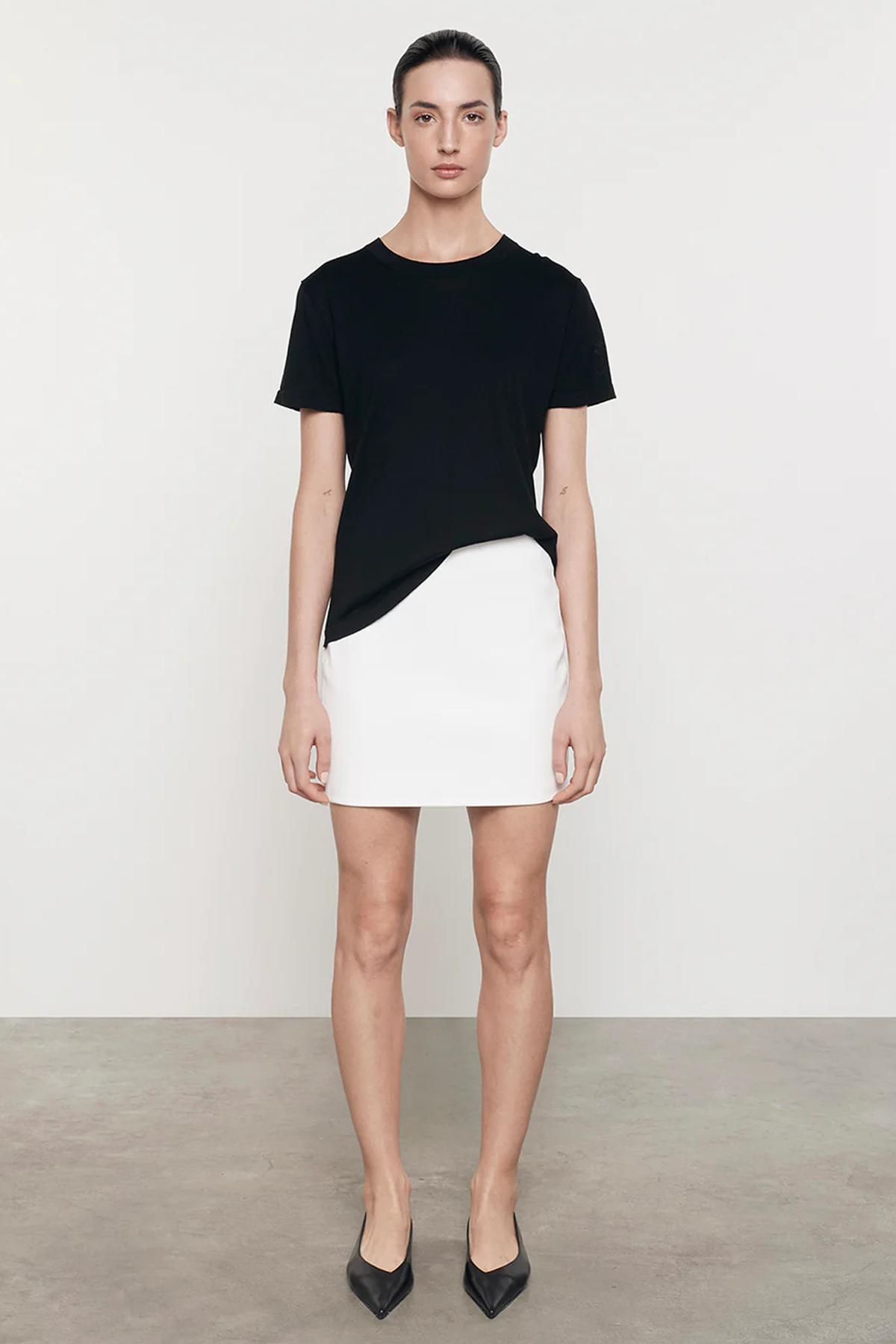 Enza Costa Silk Knit Perfect Tee - Black