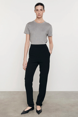 Enza Costa Silk Knit Perfect Tee - Heather Grey