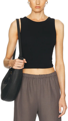 Enza Costa Supima Bateau Tank - Black