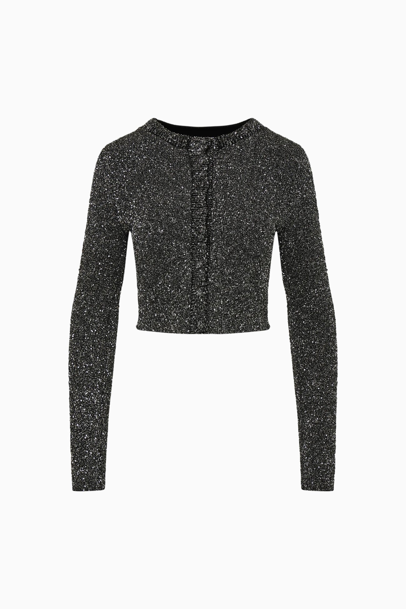 LoveShackFancy Ferra Sequin Stretch Knit Cardigan - Black