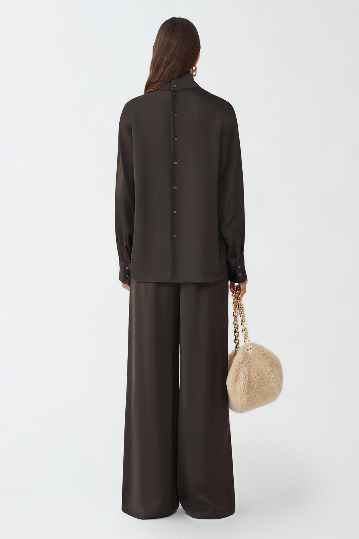 Fabiana Filippi Viscose Satin Shirt - Marrone