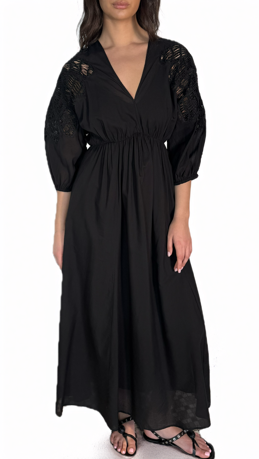 Forte Forte "Botanical Flower" Embroidery Dress - Noir