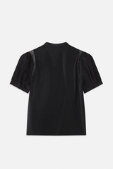 Frame Lace Shoulder Inset Blouse - Black