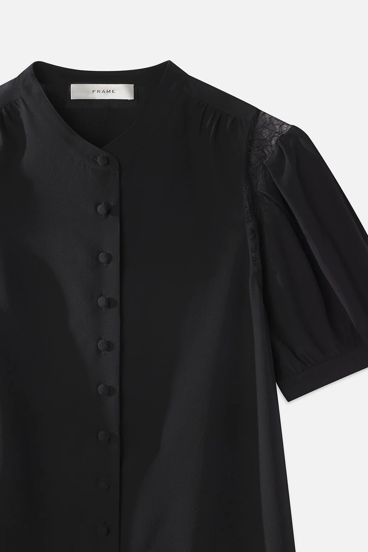Frame Lace Shoulder Inset Blouse - Black