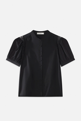 Frame Lace Shoulder Inset Blouse - Black