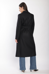 Harris Wharf Shawl Collar Coat With S. Pads Pressed Wool - Black
