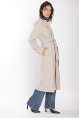 Harris Wharf Shawl Collar Coat With Shoulder Pads Pressed Wool - Cream