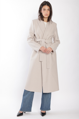 Harris Wharf Shawl Collar Coat With Shoulder Pads Pressed Wool - Cream