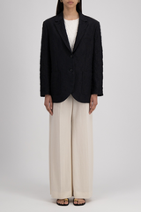 Harris Wharf Travel Blazer with Shoulder Pads Crinkle - Black