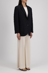 Harris Wharf Travel Blazer with Shoulder Pads Crinkle - Black