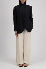 Harris Wharf Travel Blazer with Shoulder Pads Crinkle - Black